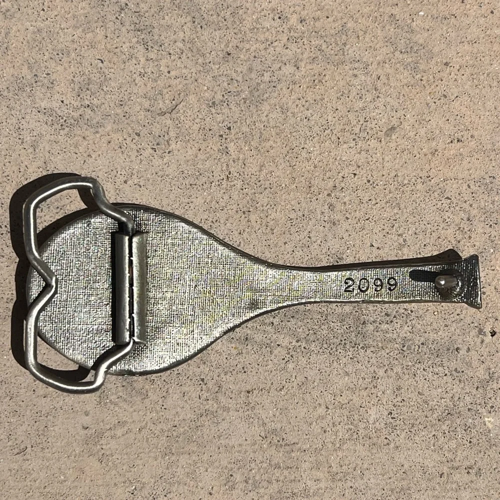 Tennis Racket with Ball Belt Buckle in silver tone